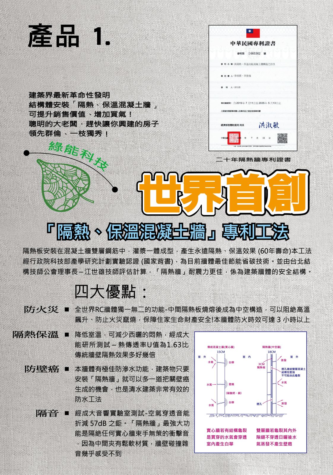 世界首創「隔熱牆」新技術